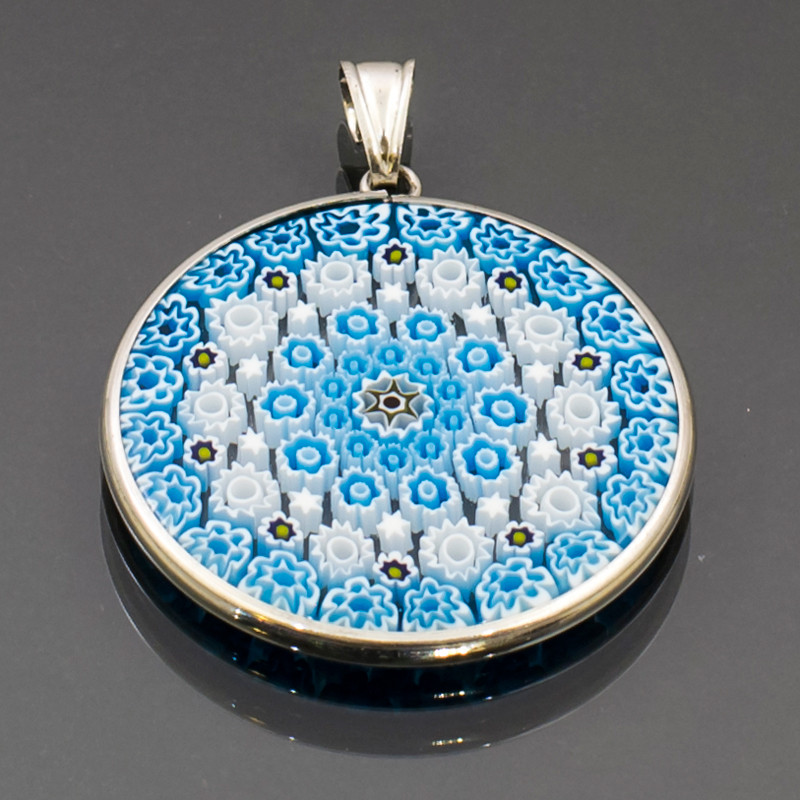 Pendente murrina argento azzurro Pendente murrina argento azzurro