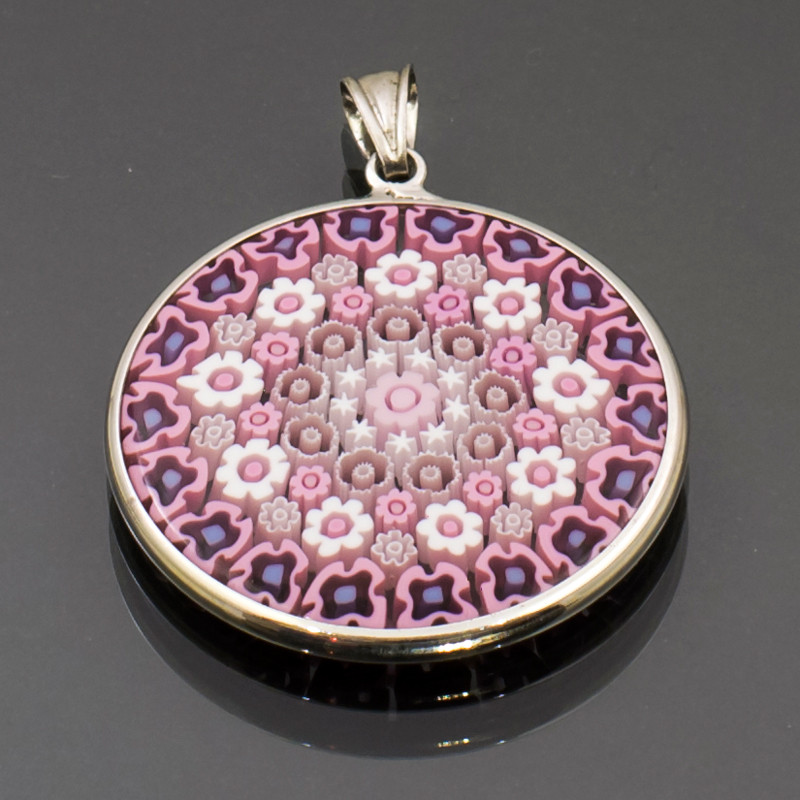 Pendente murrina argento rosa Pendente murrina argento rosa