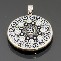 Pendente murrina argento bianco e nero