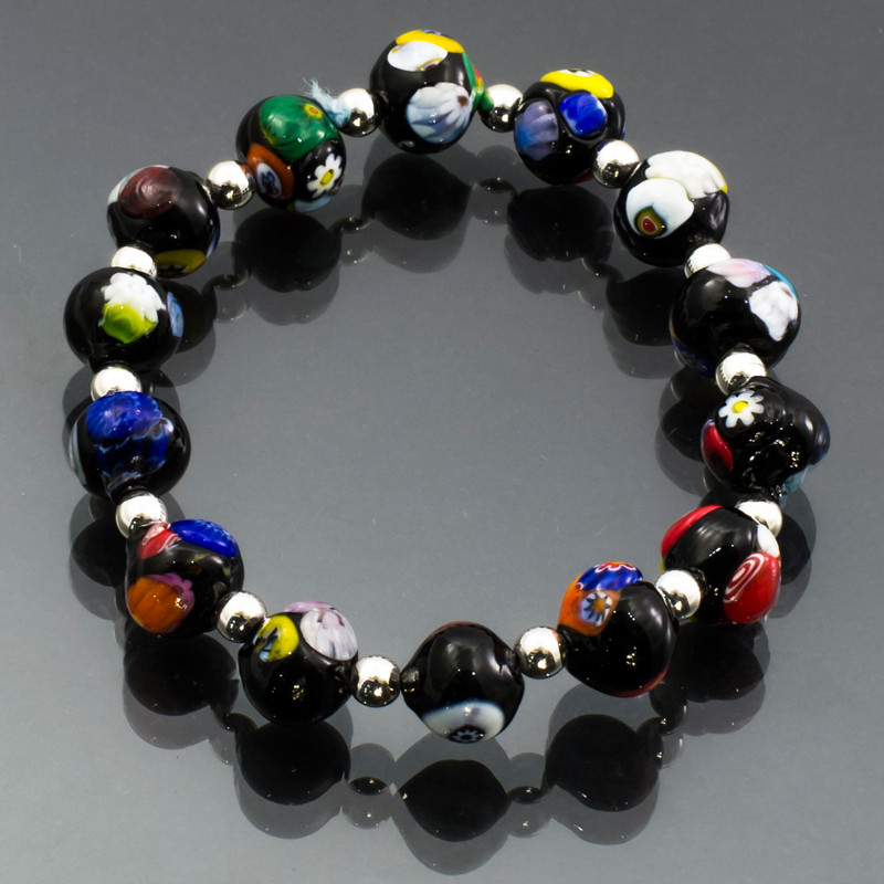 Bracciale murrina tonda nera Bracciale murrina tonda nera