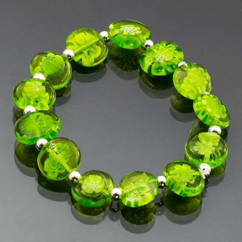 Bracciale murrina piatta verde chiaro