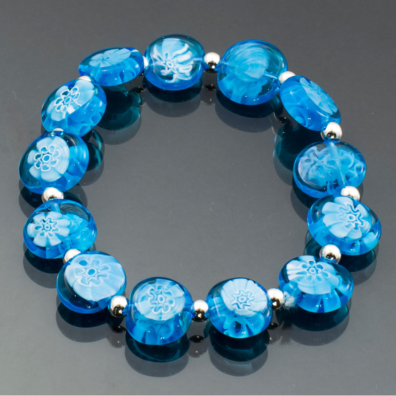 Bracciale murrina piatta azzurro Bracciale murrina piatta azzurro
