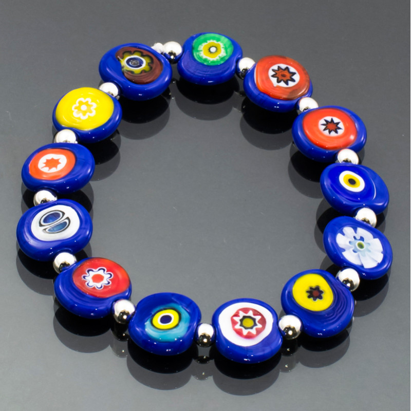 Bracciale murrina piatta pasta blu Bracciale murrina piatta pasta blu