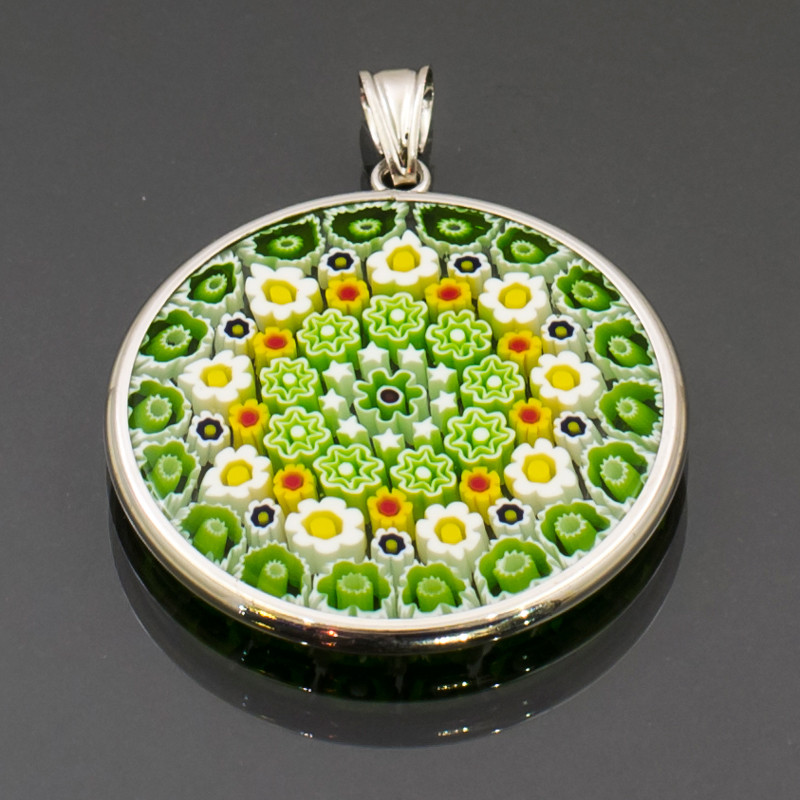 Pendente murrina argento verde Pendente murrina argento verde